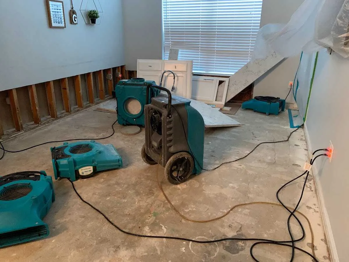 Dehumidifier in flood-cut room for Water Extraction & Removal in Lakeville